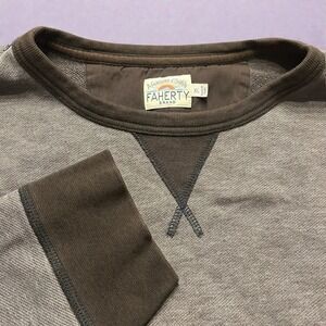 Mens Faherty Crewneck Sweatshirt XL Brown Gray French Terry Peru